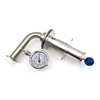 Válvula de alívio de pressão do dispositivo de bunging ajustável em aço inoxidável sanitário com medidor de pressão